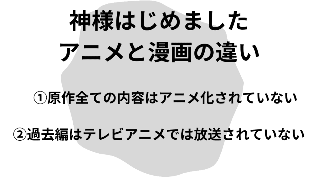 神様はじめましたのアニメと漫画の違い